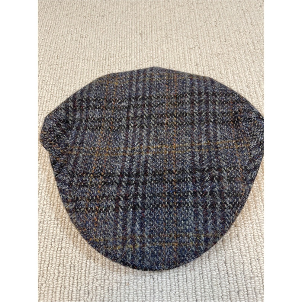 Harris Tweed Peter James Wool Plaid Flat Cap Hat Made in Great Britain Size XL